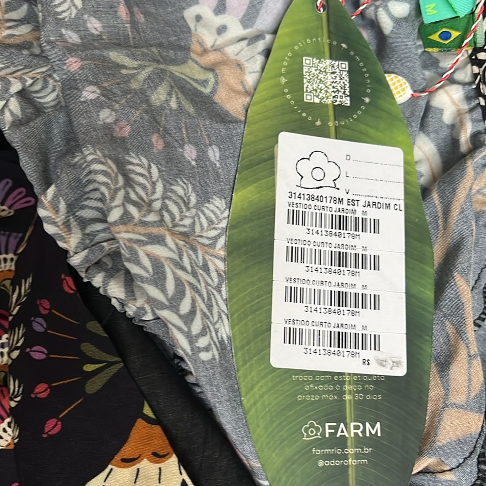 NWT | FARM Rio Black Classic Garden Viscose Short Dress | Sz M - Picture 7 of 8